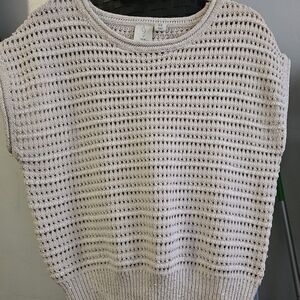 Joie Cream Open-Knit Scoop Neck Sleeveless Sweater